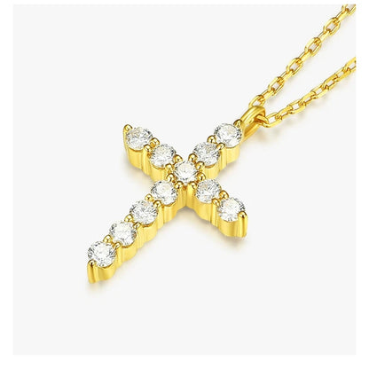 Cubic Zirconia Cross Necklace | S925 Sterling Silver | Rhodium Plated | Diamonds Grace