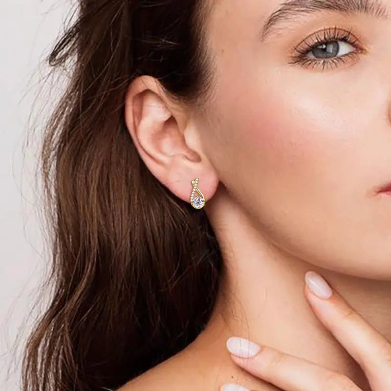 0.60ct Moissanite Teardrop Hoop Earrings | 925 Sterling Silver | Diamonds Grace