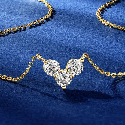 Moissanite 3-Stone Heart Pendant Necklace 925 Silver | Diamonds Grace