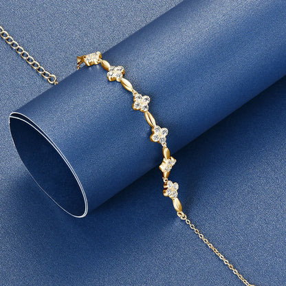 Moissanite Flower Bracelet | 14K Gold Plated 925 Sterling Silver | Diamonds Grace