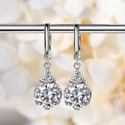 Moissanite Drop Earrings | 1CT & 2CT | S925 Sterling Silver Gold Plated | Diamonds Grace