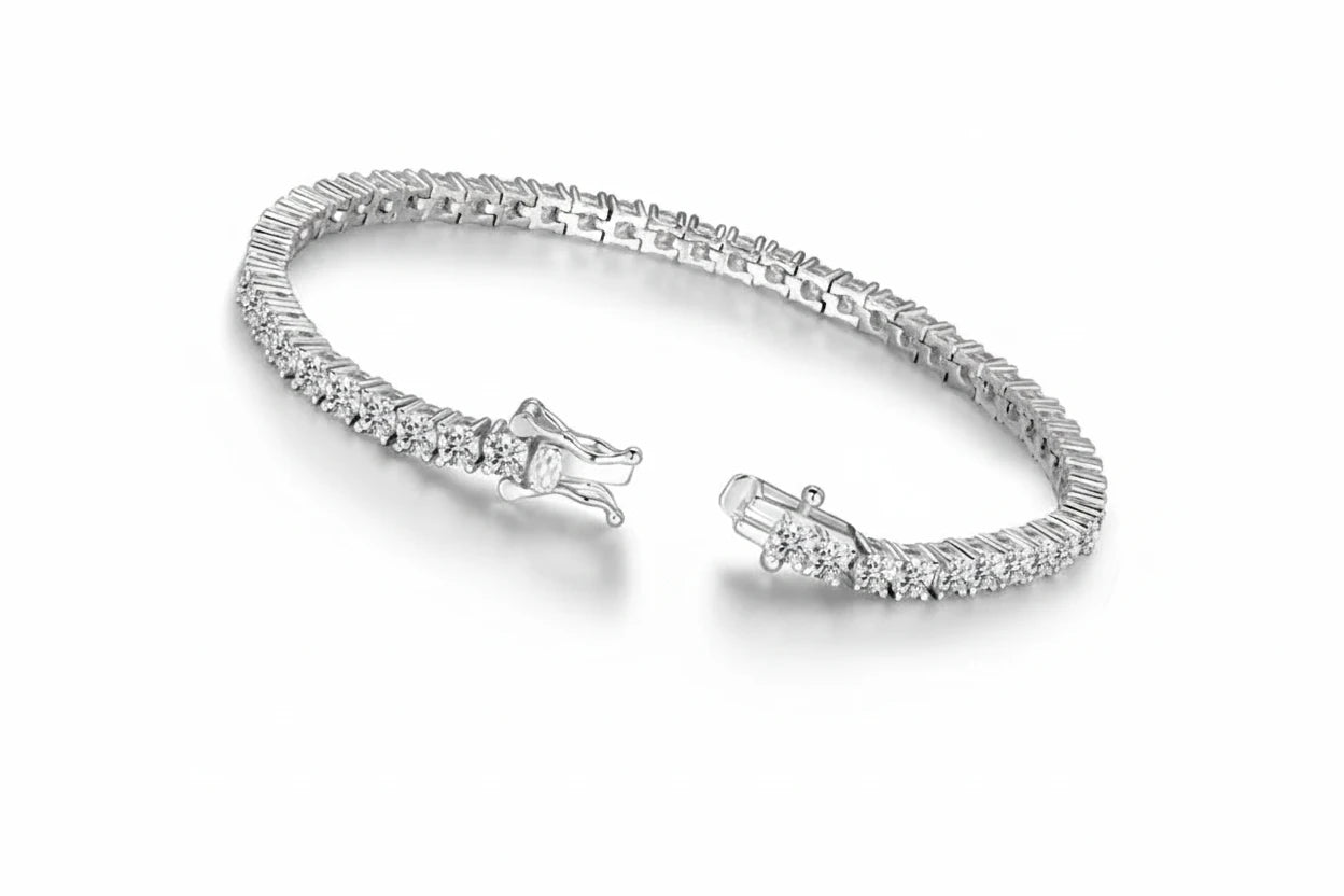 Cubic Zirconia Tennis Bracelet | 3mm Pavé 925 Sterling Silver | Diamonds Grace