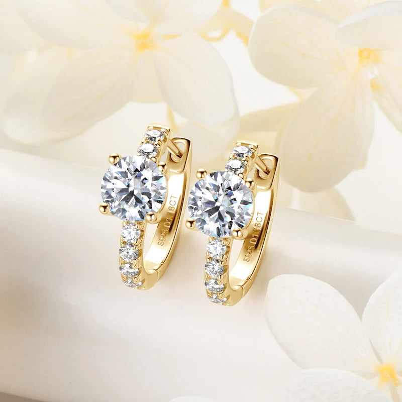 Moissanite Hoop Earrings 1ct D Color | 925 Sterling Silver | Diamonds Grace