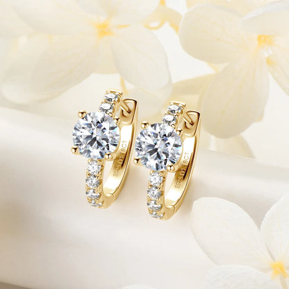 Moissanite Hoop Earrings 1ct D Color | 925 Sterling Silver | Diamonds Grace