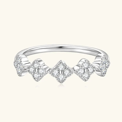 Moissanite Four Leaf Clover Stackable Ring | 925 Sterling Silver | Diamonds Grace