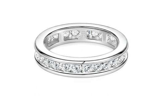 Moissanite Full Eternity Wedding Band | 925 Sterling Silver | Diamonds Grace