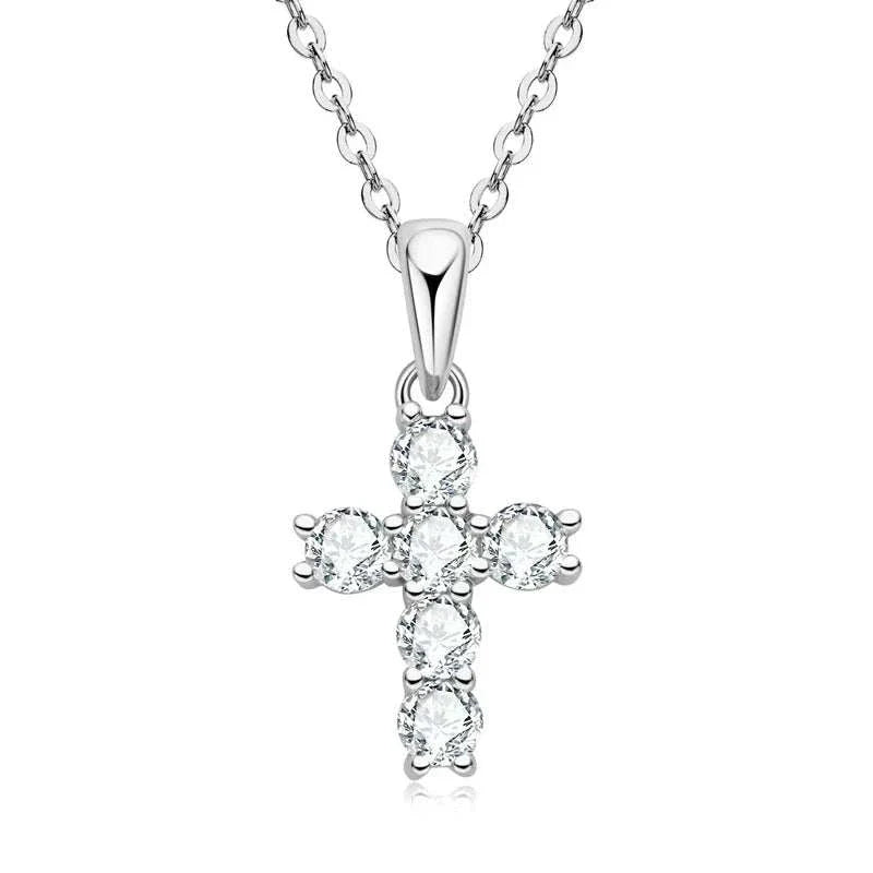 Moissanite Cross Pendant Necklace