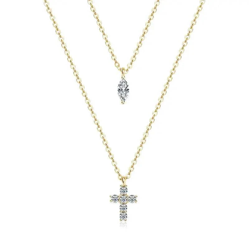 Moissanite Cross Pendant Necklace