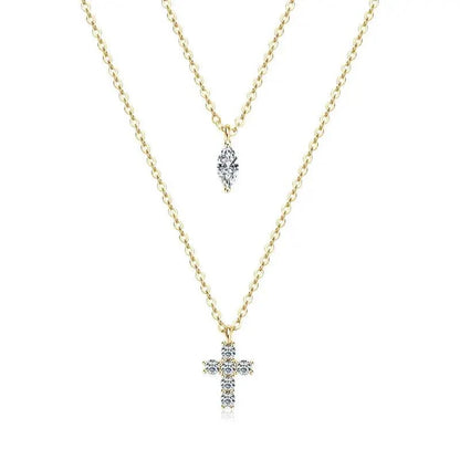 Moissanite Cross Pendant Necklace