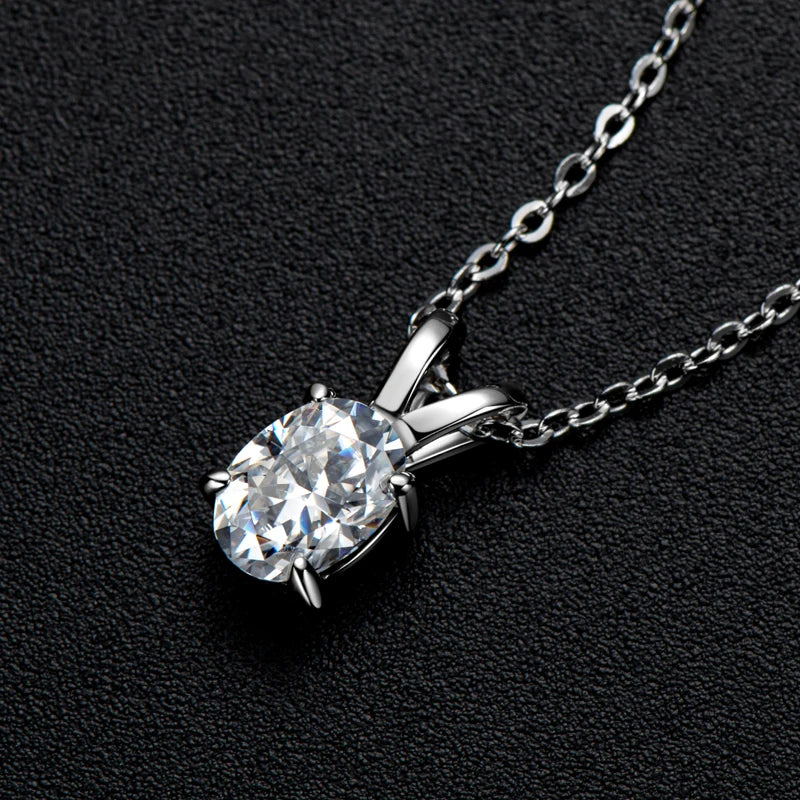 1ct Oval Moissanite Solitaire Pendant Necklace | 925 Sterling Silver | Diamonds Grace