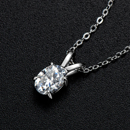 1ct Oval Moissanite Solitaire Pendant Necklace | 925 Sterling Silver | Diamonds Grace