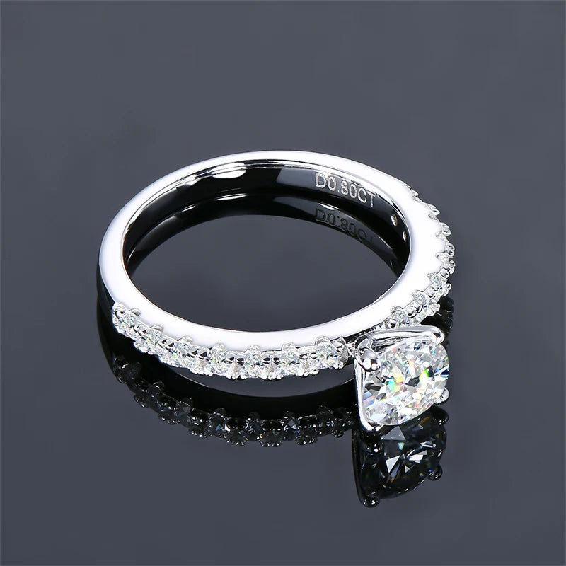 GRA Certified Moissanite Engagement Ring | 0.8CT Round Brilliant | 925 Sterling Silver | Diamonds Grace