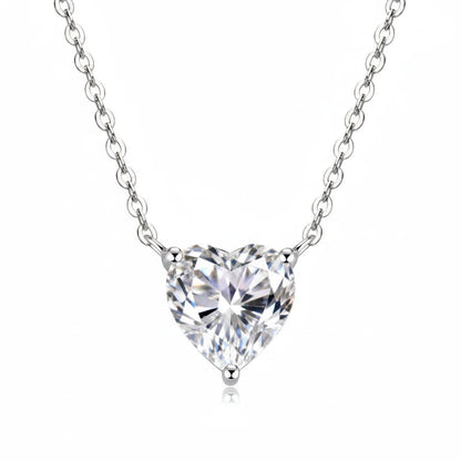 Heart Moissanite Pendant Necklace | 0.5ct–2ct | S925 Sterling Silver | Diamonds Grace