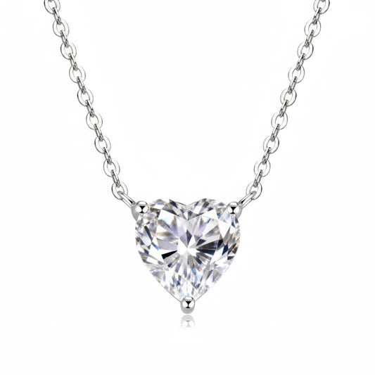 Heart Moissanite Pendant Necklace | 0.5ct–2ct | S925 Sterling Silver | Diamonds Grace
