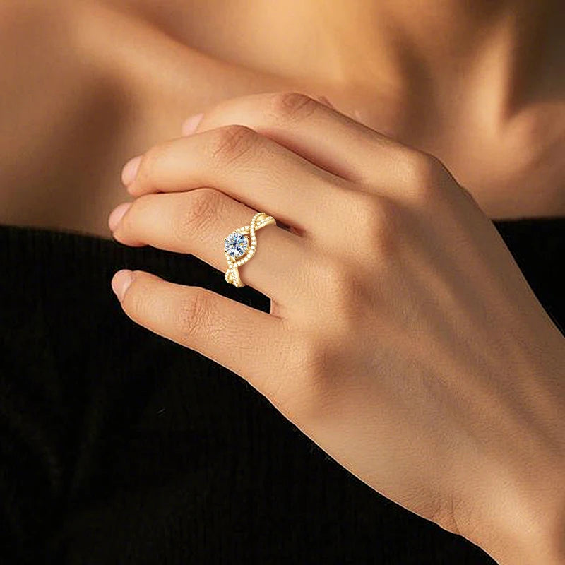 Moissanite Twist Shank Engagement Ring 1ct | 925 Silver Women | Diamonds Grace