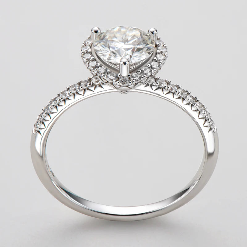 1CT Moissanite Heart Wedding Ring | 6.5mm Round Cut | S925 Sterling Silver | Diamonds Grace