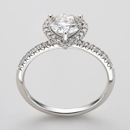 1CT Moissanite Heart Wedding Ring | 6.5mm Round Cut | S925 Sterling Silver | Diamonds Grace