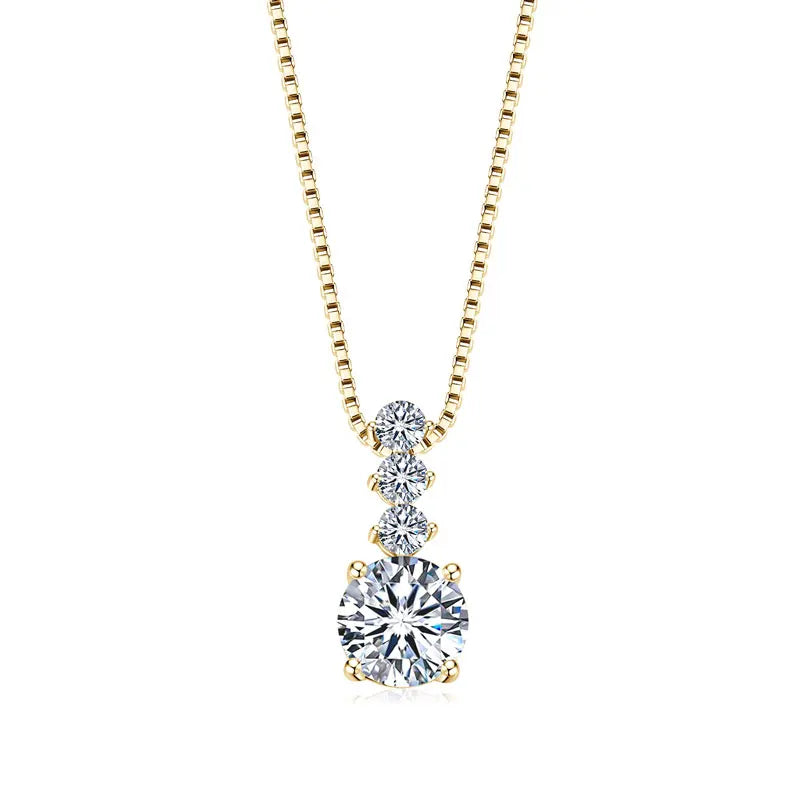 Geometric Moissanite Pendant Necklace | 925 Silver | 1ct Round Brilliant | Diamonds Grace