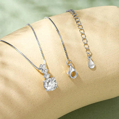 Geometric Moissanite Pendant Necklace | 925 Silver | 1ct Round Brilliant | Diamonds Grace