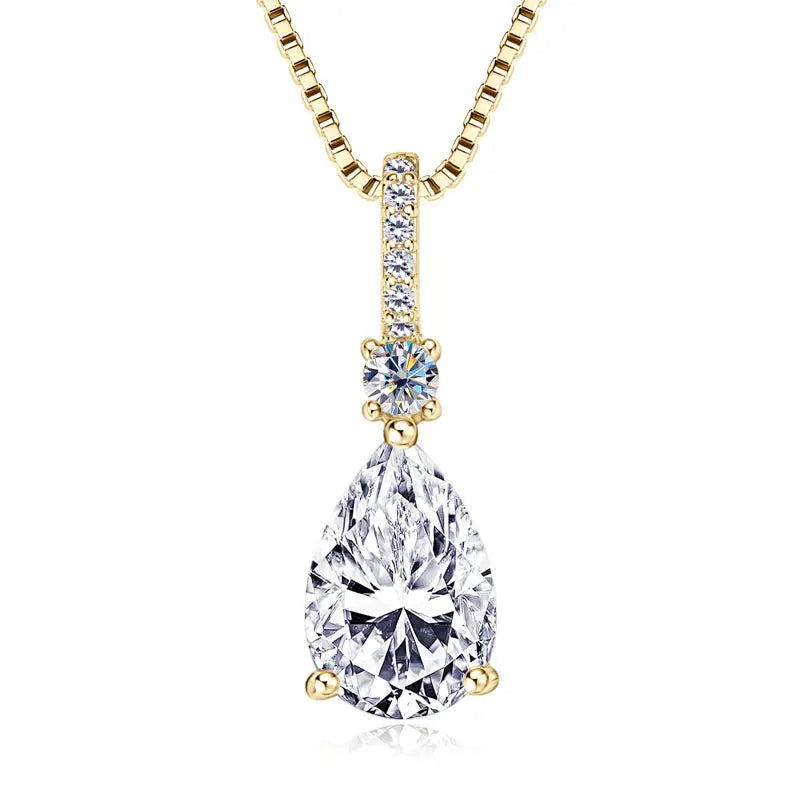 Pear Cut Moissanite Droplet Pendant Necklace VVS1 | 925 Silver | Diamonds Grace