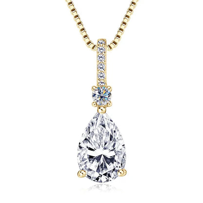Pear Cut Moissanite Droplet Pendant Necklace VVS1 | 925 Silver | Diamonds Grace