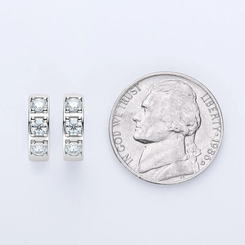 Moissanite Huggie Hoop Earrings | 925 Sterling Silver | Diamonds Grace