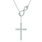 925 sterling silver moissanite cross pendant necklace with seven claw-set round-cut stones and GRA certification