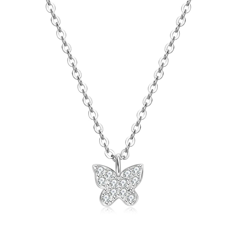 Moissanite Butterfly Pendant Necklace | 925 Sterling Silver D Color | Diamonds Grace