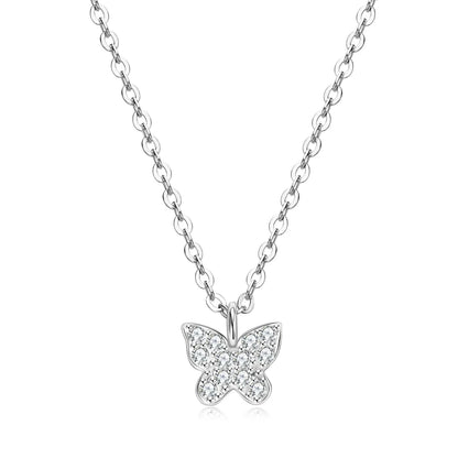 Moissanite Butterfly Pendant Necklace | 925 Sterling Silver D Color | Diamonds Grace
