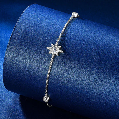 Moissanite Star Bracelet in 14K gold-plated 925 sterling silver with pavé-set moissanite stars in celestial design