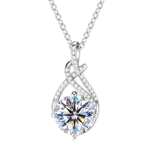 2ct Moissanite Swirl Pendant Necklace D Color VVS1 | 925 Sterling Silver | Diamonds Grace