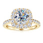 2ct Moissanite Engagement Ring | 8mm Square Halo 925 Sterling Silver | Diamonds Grace