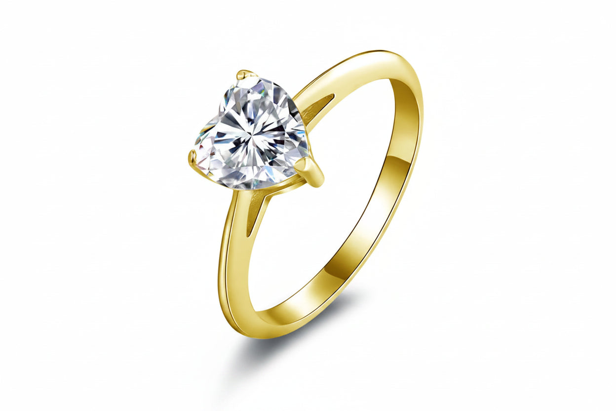 1.2CT Heart Cut Moissanite Solitaire Engagement Ring | 10K Solid Gold | Diamonds Grace