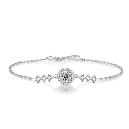 925 Sterling Silver Moissanite Bracelet | Adjustable Infinity Hand Chain | Diamonds Grace