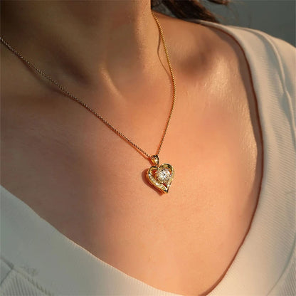 Moissanite Heart Pendant Necklace | 2ct & 3ct Round Cut | GRA Certified 925 Sterling Silver | Diamonds Grace