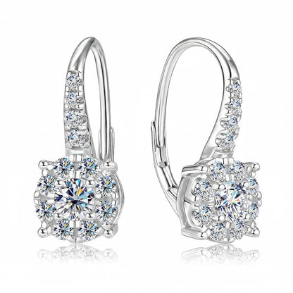 Moissanite Clip-On Halo Hoop Earrings | 925 Sterling Silver | Diamonds Grace