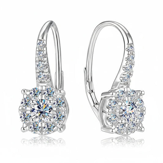 Moissanite Clip-On Halo Hoop Earrings | 925 Sterling Silver | Diamonds Grace