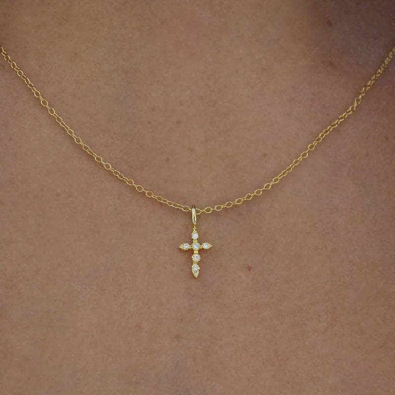 Moissanite Cross Pendant Necklace | D Color | S925 Sterling Silver | Diamonds Grace