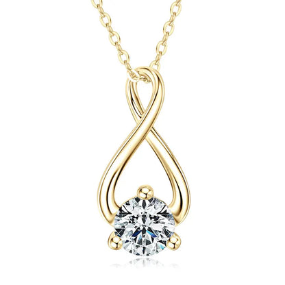 925 Sterling Silver Moissanite Infinity Pendant Necklace | 1ct Round Brilliant Cut | Diamonds Grace