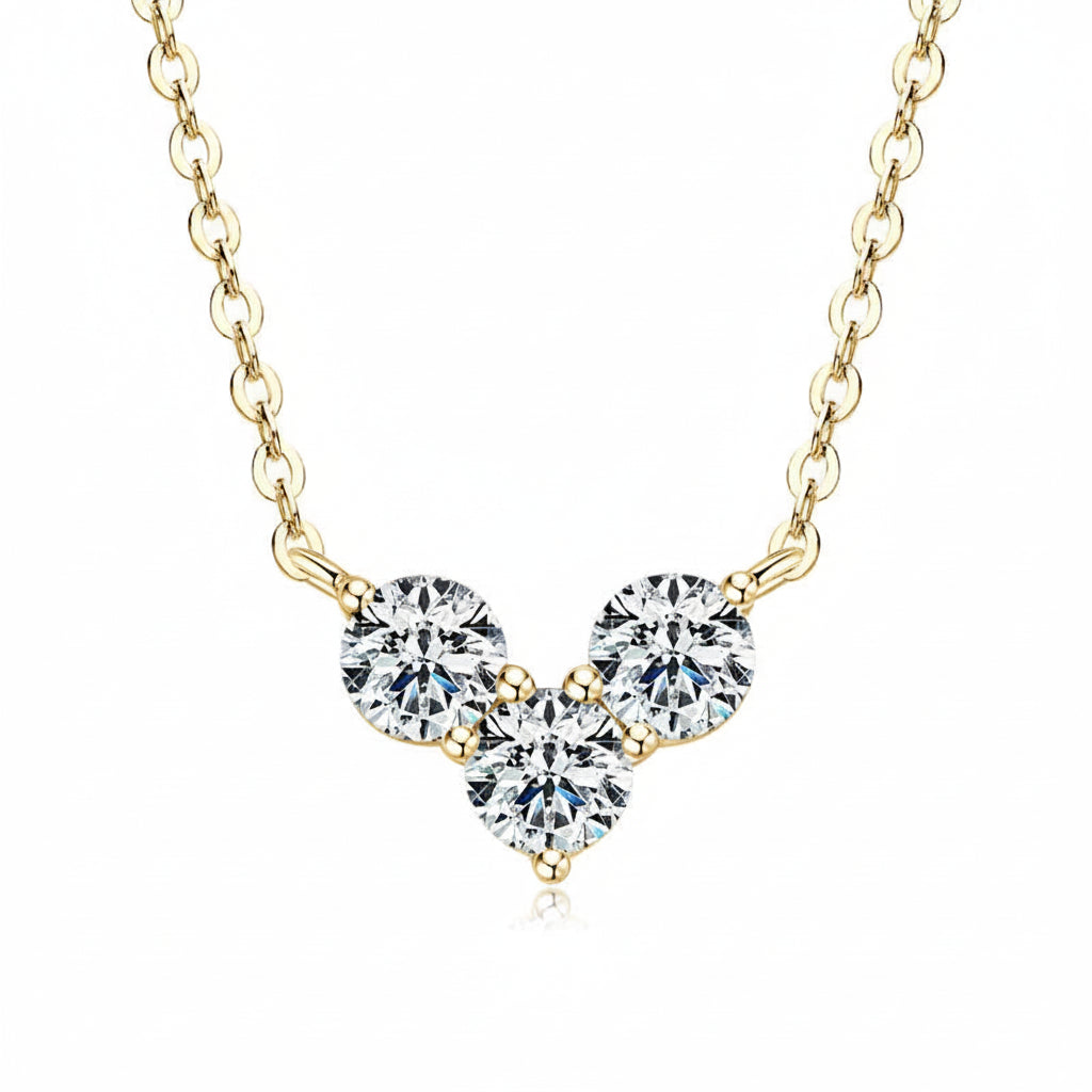 Moissanite 3-Stone Heart Pendant Necklace 925 Silver | Diamonds Grace