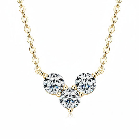 Moissanite 3-Stone Heart Pendant Necklace 925 Silver | Diamonds Grace
