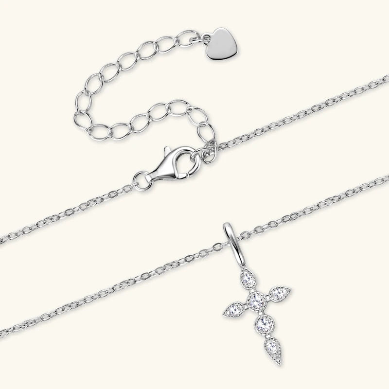 Moissanite Cross Pendant Necklace | D Color | S925 Sterling Silver | Diamonds Grace