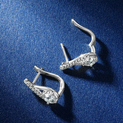0.60ct Moissanite Teardrop Hoop Earrings | 925 Sterling Silver | Diamonds Grace