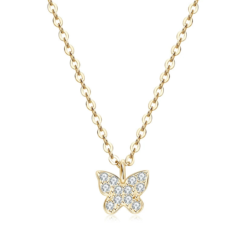 Moissanite Butterfly Pendant Necklace | 925 Sterling Silver D Color | Diamonds Grace