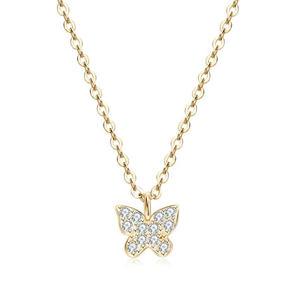 Moissanite Butterfly Pendant Necklace | 925 Sterling Silver D Color | Diamonds Grace