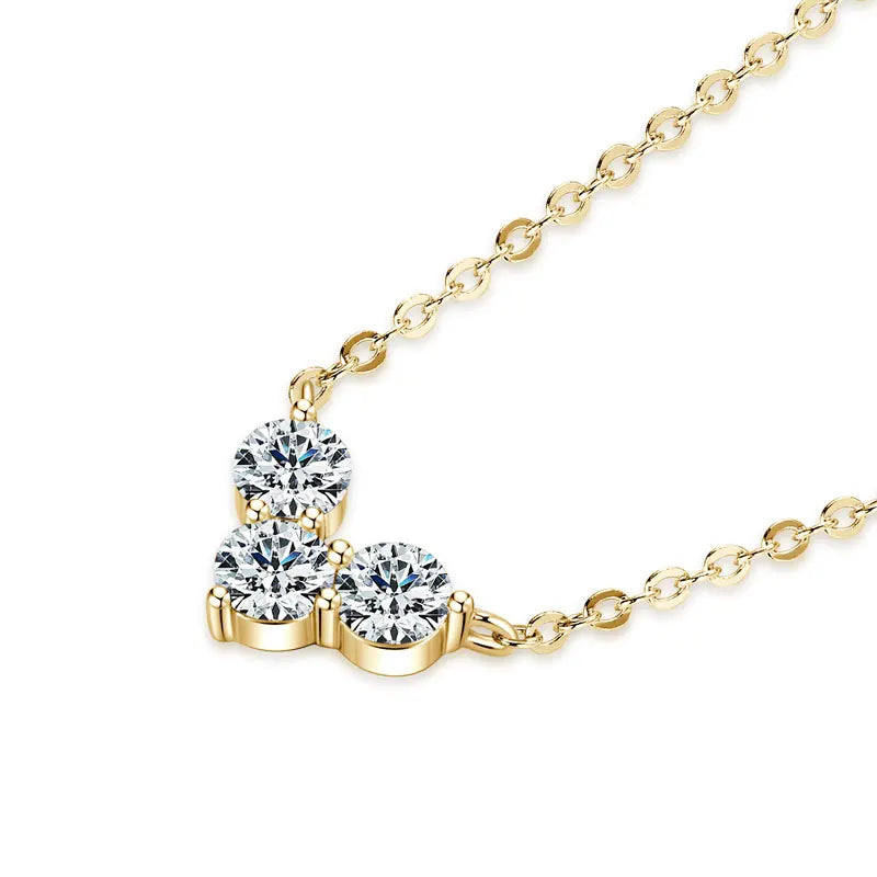 Moissanite 3-Stone Heart Pendant Necklace 925 Silver | Diamonds Grace