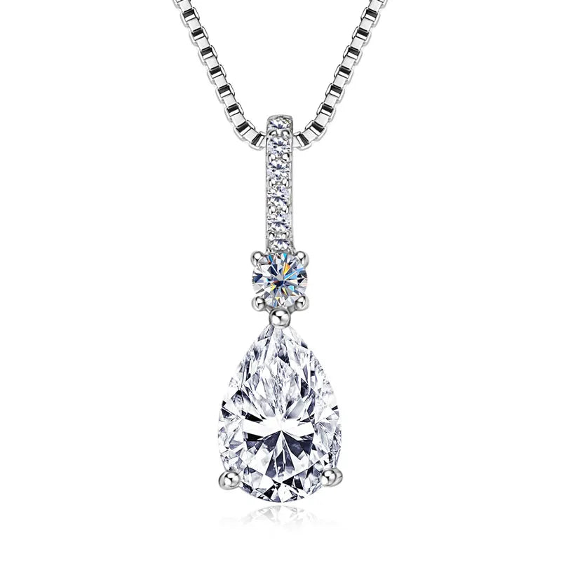 Pear Cut Moissanite Droplet Pendant Necklace VVS1 | 925 Silver | Diamonds Grace