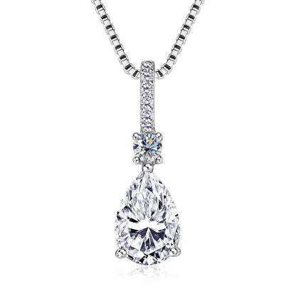 Pear Cut Moissanite Droplet Pendant Necklace VVS1 | 925 Silver | Diamonds Grace