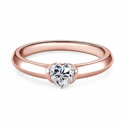 Heart Shaped Moissanite Solitaire Engagement Ring | 0.5ct 925 Sterling Silver | Diamonds Grace