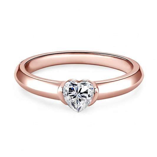Heart Shaped Moissanite Solitaire Engagement Ring | 0.5ct 925 Sterling Silver | Diamonds Grace